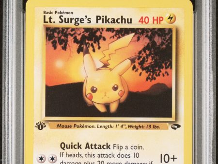 Lt. Surge s Pikachu 84 132 1st Edition Gym Challenge PSA 10 86022660 Online now